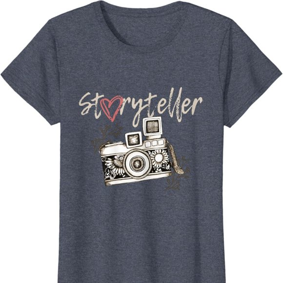 🔥 Port & Company | Heather Blue "Storyteller" Photographer Short-Sleeve Tee M - Picture 1 of 3